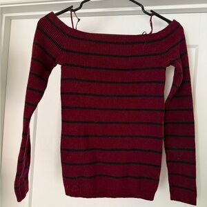 American Eagle Striped Off The Shoulder Knit Sweater